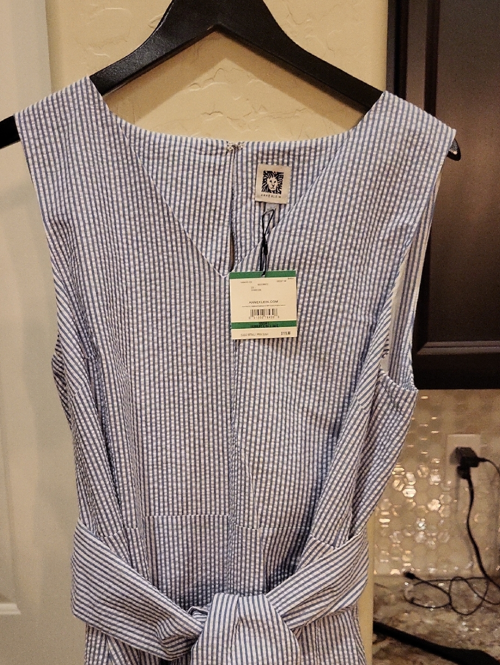 NWT Anne KLEIN seersucker Midi Dress Size Large